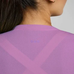 Saucony Damen Stopwatch Short Sleeve GrapeHeather Discount